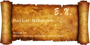 Ballai Nikander névjegykártya